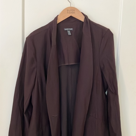 Eileen Fisher Women's Dark Brown Longline Crepe Jacket/Blazer size XL - Picture 8 of 8